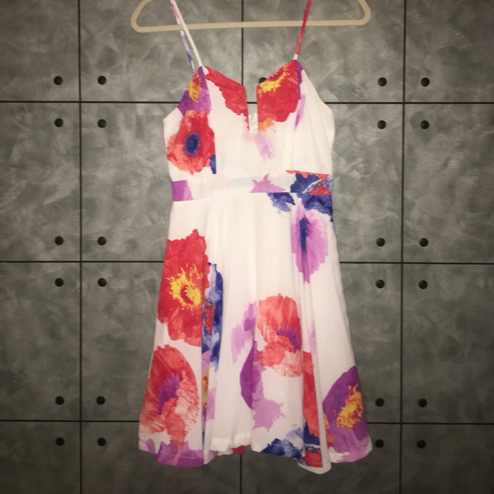White and Floral A line Dress